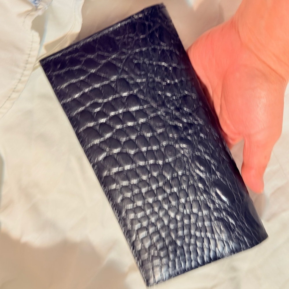 Bangladesh Air Force Black faux Leather Bifold Wallet Crocodile Embossed NEW